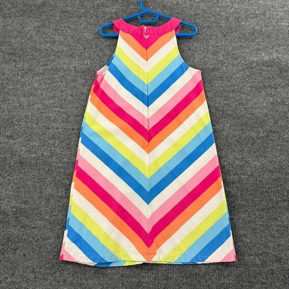 Gymboree Rainbow Cabana Dress Girls 8 Multicolor Chevron Sleeveless Cotton